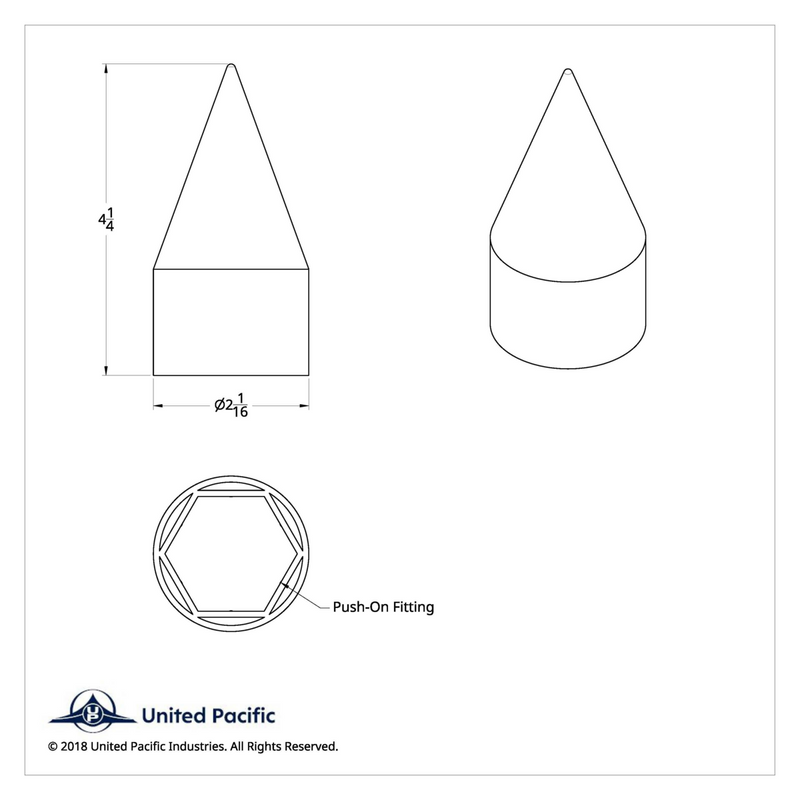 UP-10770CB 1-1/2" X 4-1/8" Chrome Plastic Spike Nut Covers - Push-On (60-Pack)