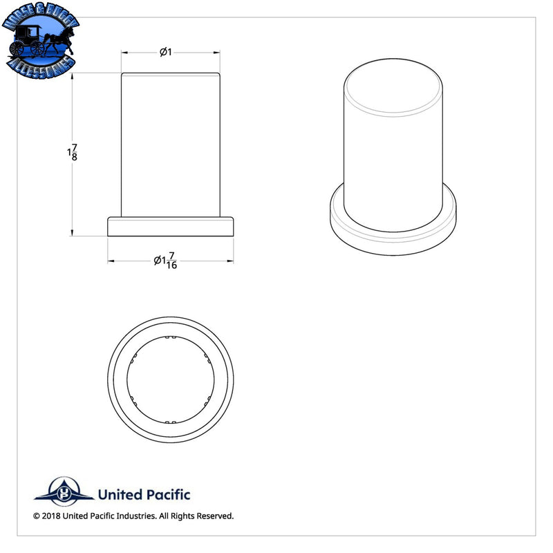 UP-10776B 1" X 1 7/8" International Chrome Hulk Bolt Cover (Bulk)