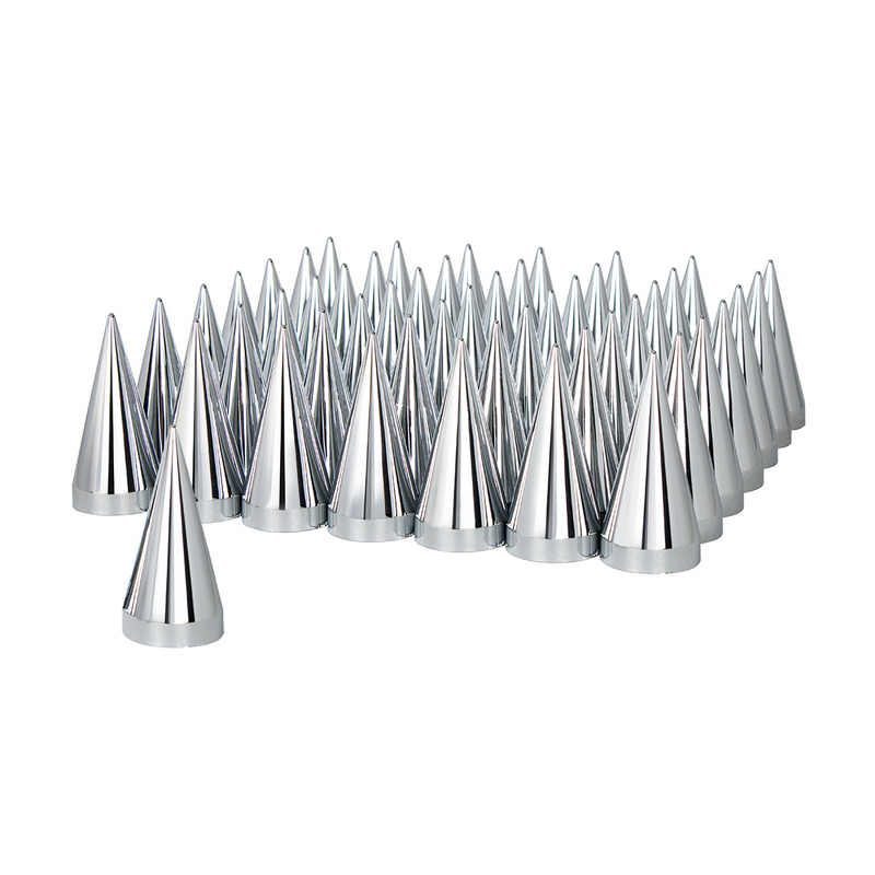 Cubiertas para tuercas de pico de plástico cromado de 33 mm x 4-1/2" - Roscadas (paquete de 60)