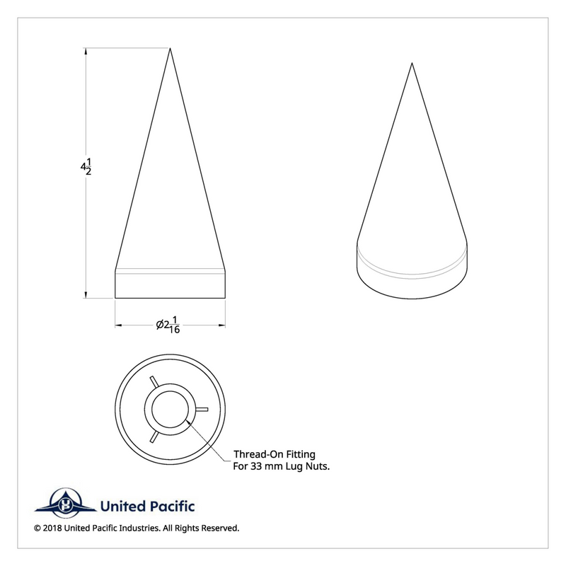 Cubiertas para tuercas de pico de plástico cromado de 33 mm x 4-1/2" - Roscadas (paquete de 60)