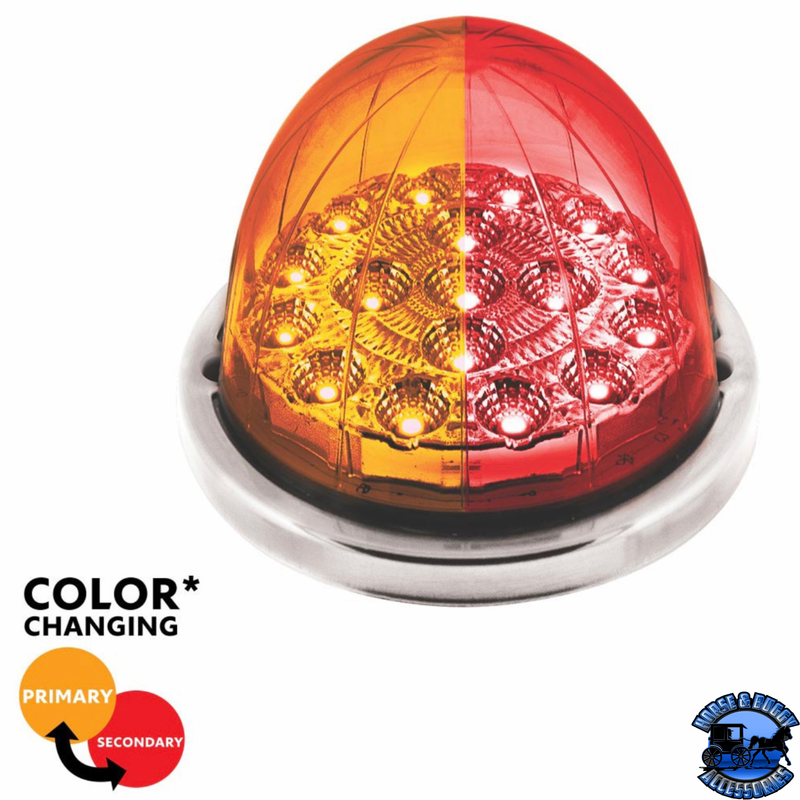 17 LED Watermelon Double Fury Light Flush Mount Kit With Low Profile SS Bezel (Choose LED Color)