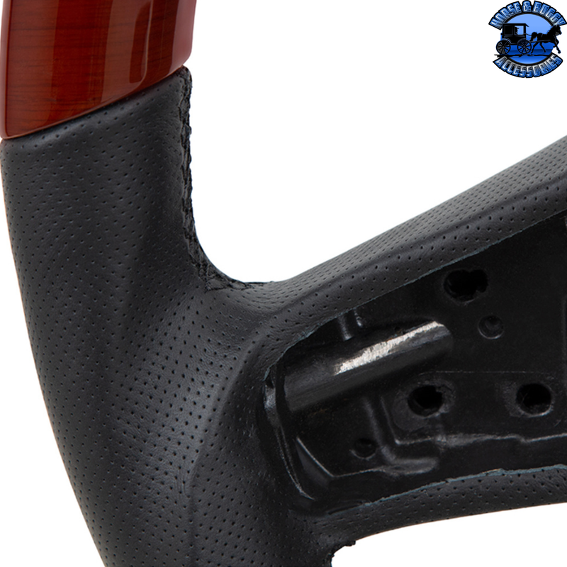 18" YOURGRIP LEATHER AND WOOD STEERING WHEEL FOR 2012-2021 PETERBILT 579 & 2013-2021 KENWORTH T680 #88190 steering wheel Dark Slate Gray