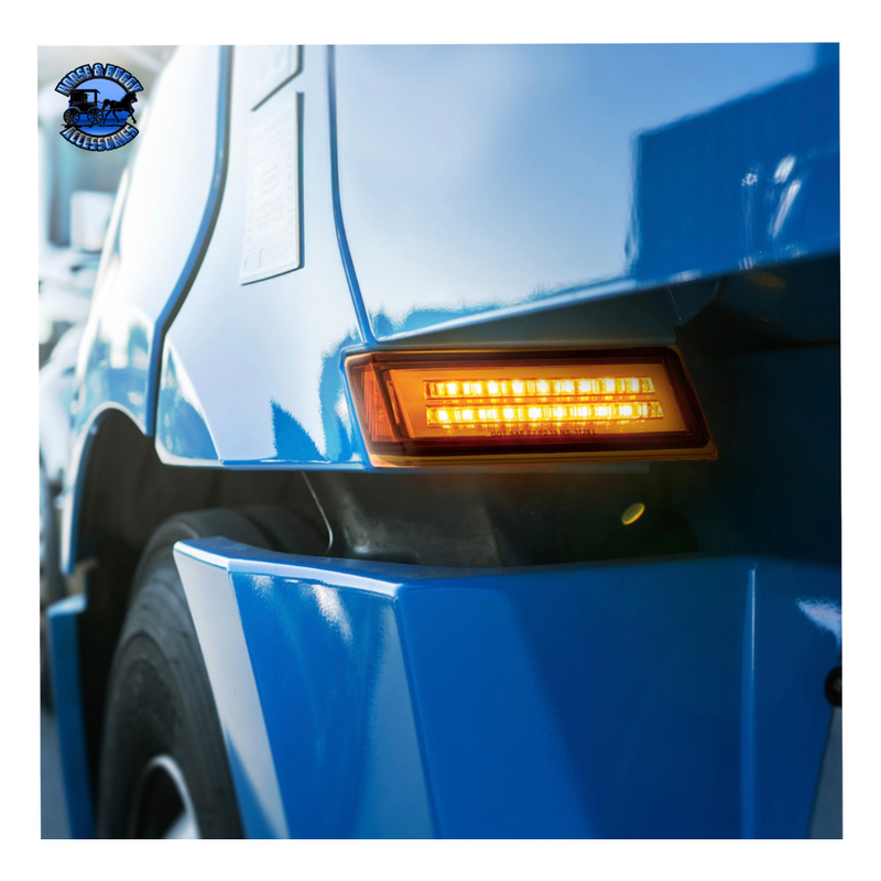 35 LED SEQUENTIAL TURN SIGNAL LIGHT FOR 2018-2024 FREIGHTLINER CASCADIA - AMBER LED/AMBER LENS (Choose Side) TURN SIGNAL Driver's Side,Passenger's Side Light Gray