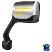 CHROME HOOD MIRROR ASSEMBLY W/ SEQUENTIAL LED TURN SIGNAL FOR 2013-2021 KENWORTH T680 & PETERBILT 579 (Choose Side) Hood Mirror Drivers Side,Passengers Side Wheat