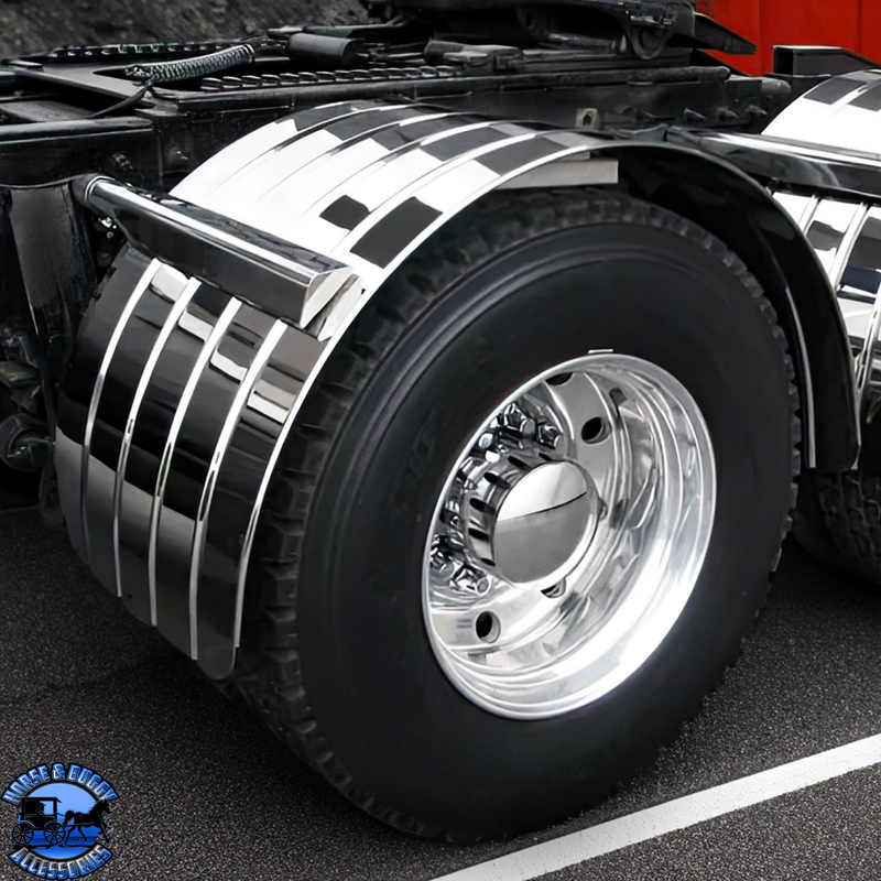 80" 430 Stainless Steel (18ga) Single Axle Fender - SR Series (Pair) #10617