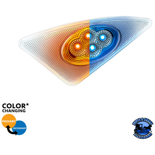 DOUBLE FURY 4 LED FENDER SIGNAL LIGHT FOR 2008-2017 KENWORTH T660 (Choose Color)(Choose Side) FENDER LIGHT Amber and Blue / Driver's Side Light Gray