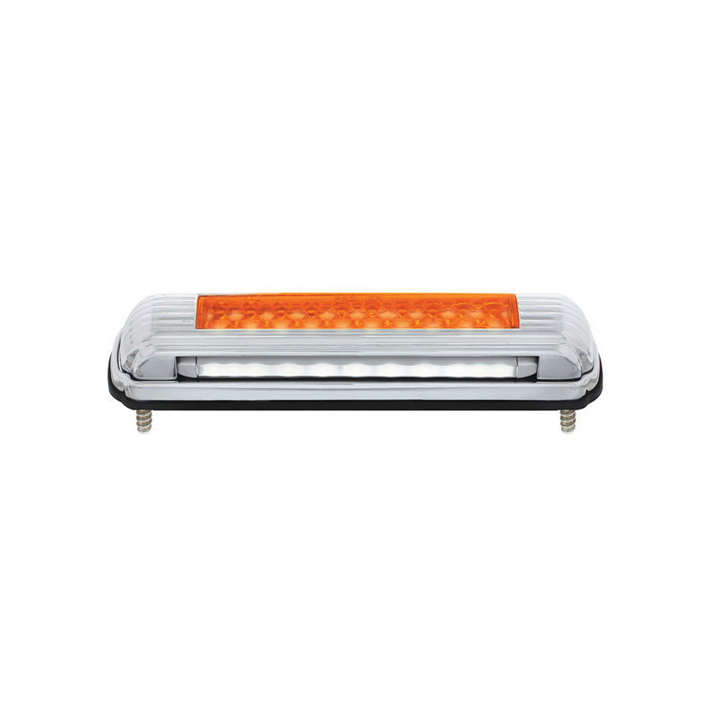 Chrome License Plate Light With Amber LED Auxiliary Light - Amber LED/Amber Lens