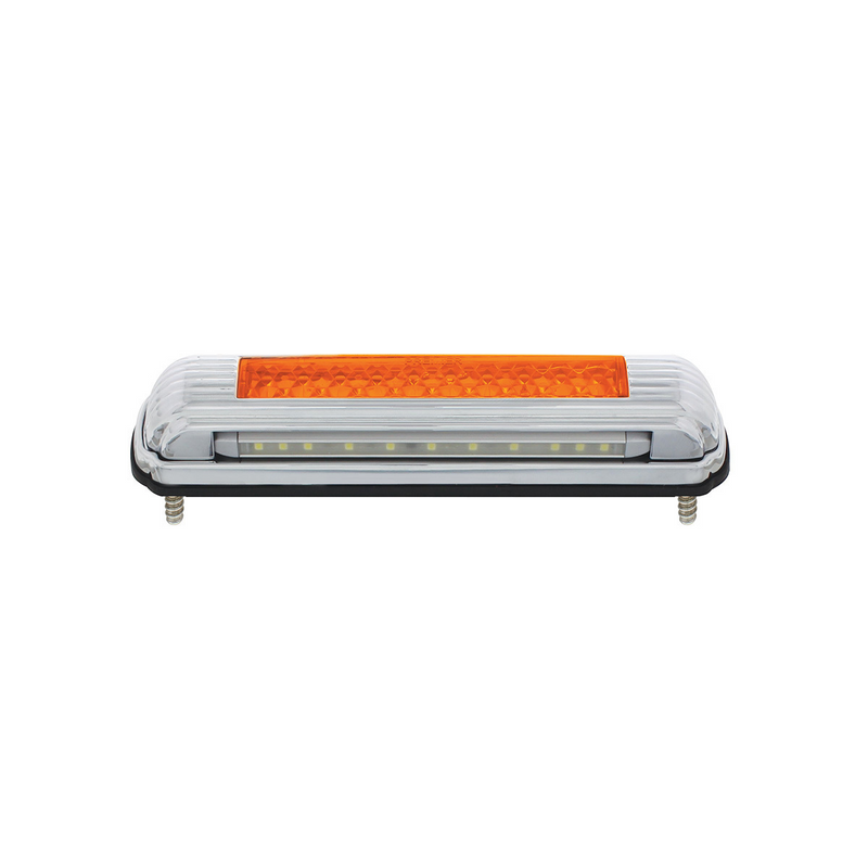 Chrome License Plate Light With Amber LED Auxiliary Light - Amber LED/Amber Lens