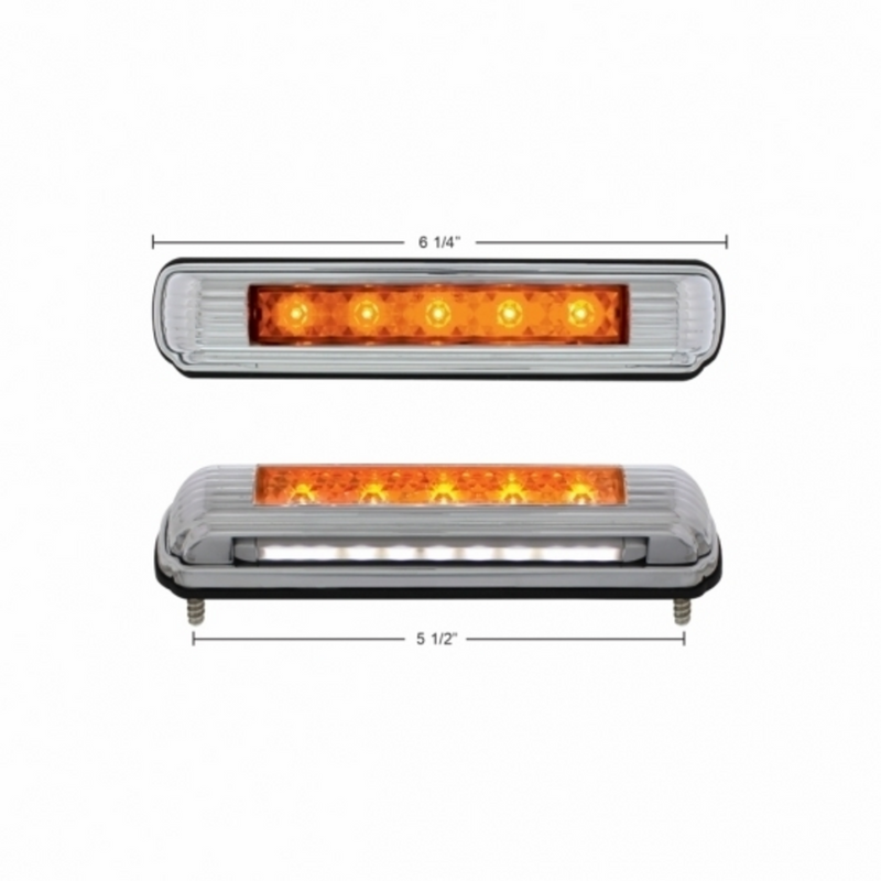 Chrome License Plate Light With Amber LED Auxiliary Light - Amber LED/Amber Lens