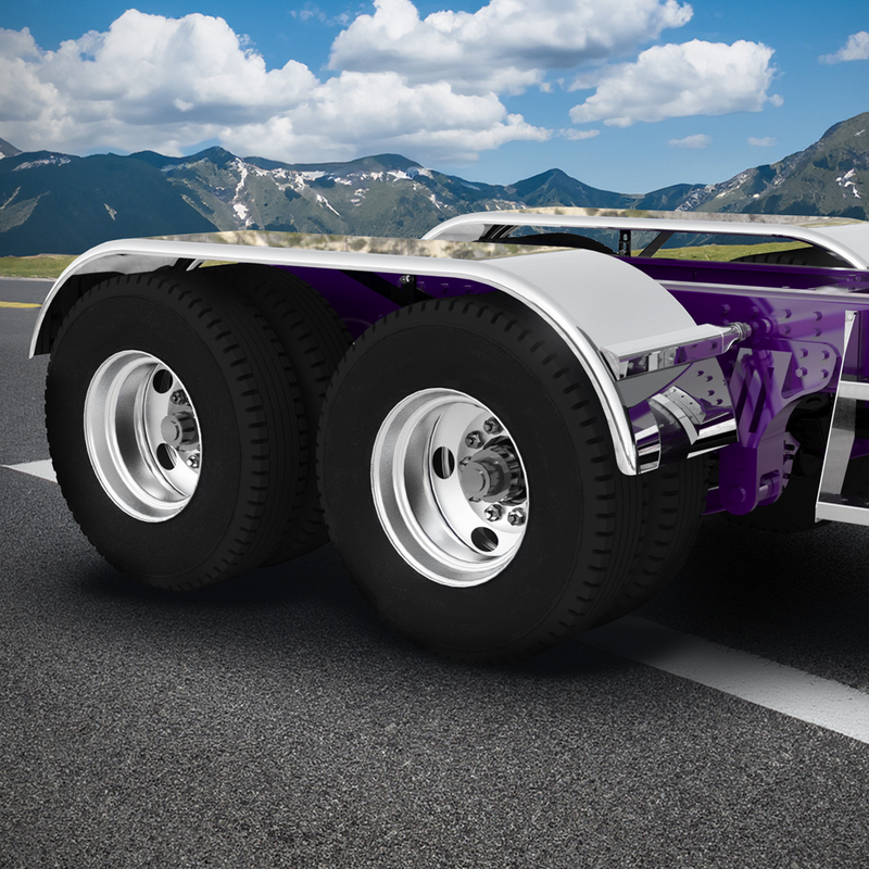 120" 430 Stainless Steel (16ga) Roll  Formed Edge Smooth Full Fender 54" Spread - SS Series (Pair)
