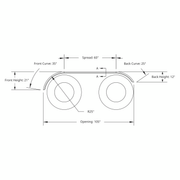 120" 430 Stainless Steel (16ga) Roll  Formed Edge Smooth Full Fender 60" Spread - SS Series (Pair)