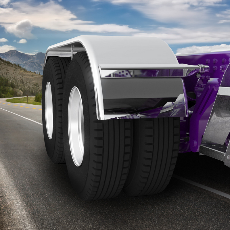120" 430 Stainless Steel (16ga) Roll  Formed Edge Smooth Full Fender 60" Spread - SS Series (Pair)