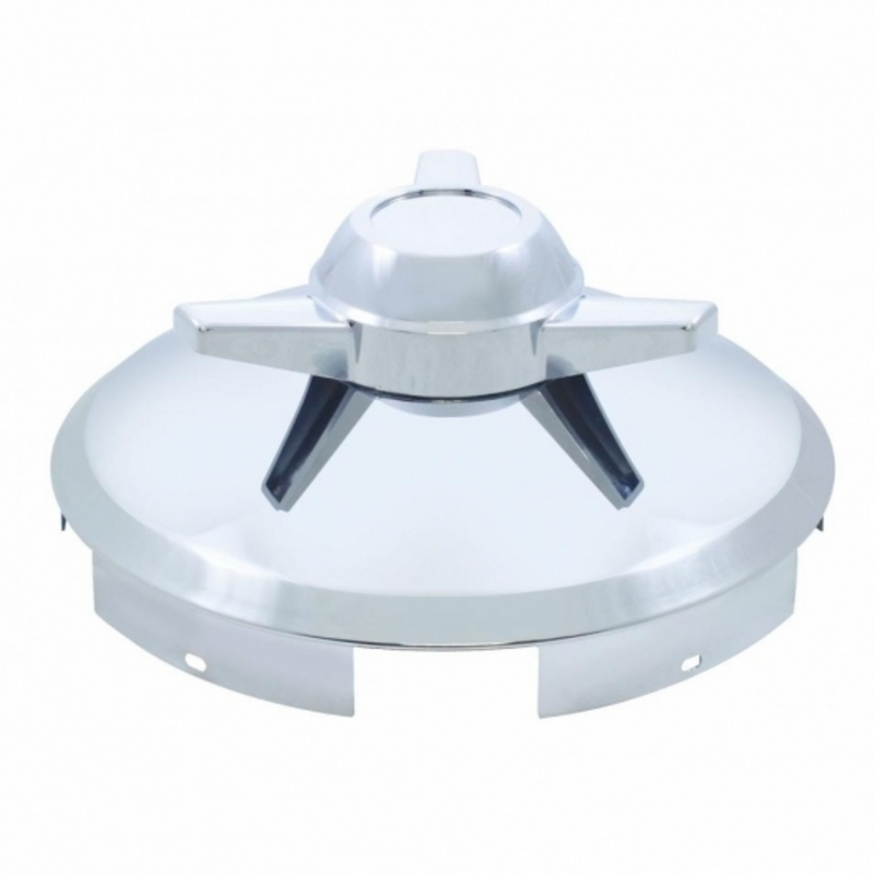 5 Even Notched Chrome Front Hub Cap With 3 Bar Spinner - 1" Lip