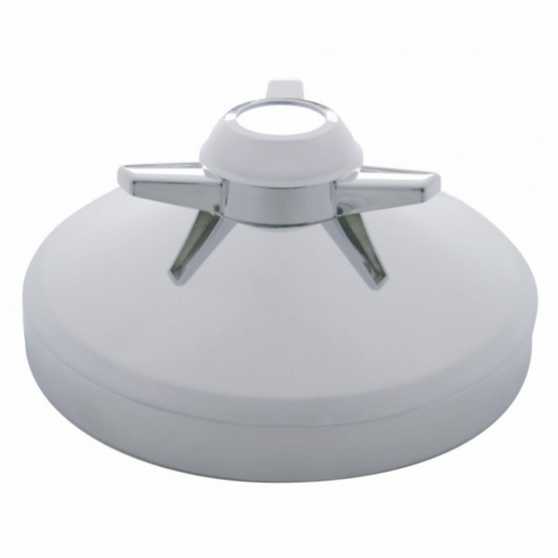 8" Chrome Rear Hub Cap With 3 Bar Spinner - Straight Bars