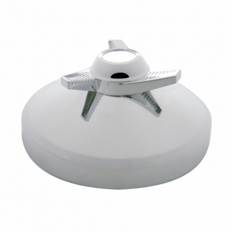 8" Chrome Rear Hub Cap With 3 Bar Spinner - Left Swing Bars