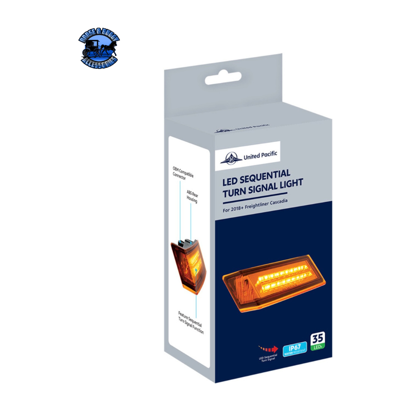 35 LED SEQUENTIAL TURN SIGNAL LIGHT FOR 2018-2024 FREIGHTLINER CASCADIA - AMBER LED/AMBER LENS (Choose Side) TURN SIGNAL Driver's Side,Passenger's Side Midnight Blue