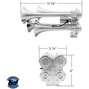 4 TRUMPET MINI TRAIN HORN (Choose Finish) TRAIN HORN Chrome,Black Gray