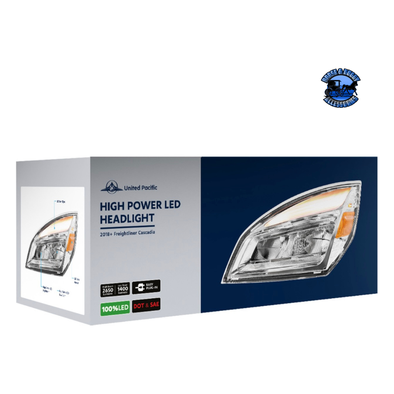 HIGH POWER LED HEADLIGHT FOR 2018-2024 FREIGHTLINER CASCADIA (Choose Color) (Choose Side) HEADLIGHT Chrome / Driver's Side,Chrome / Passenger's Side,Black / Driver's Side,Black / Passenger's Side Gray