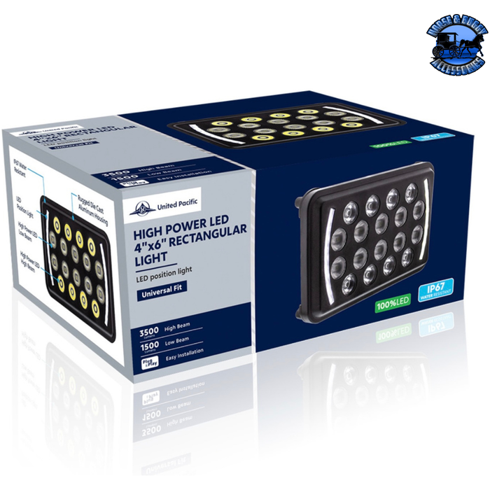Midnight Blue ULTRALIT - 18 High Power LED Rectangular Light With LED Position Light Bar #36449 LED Rectangular Light