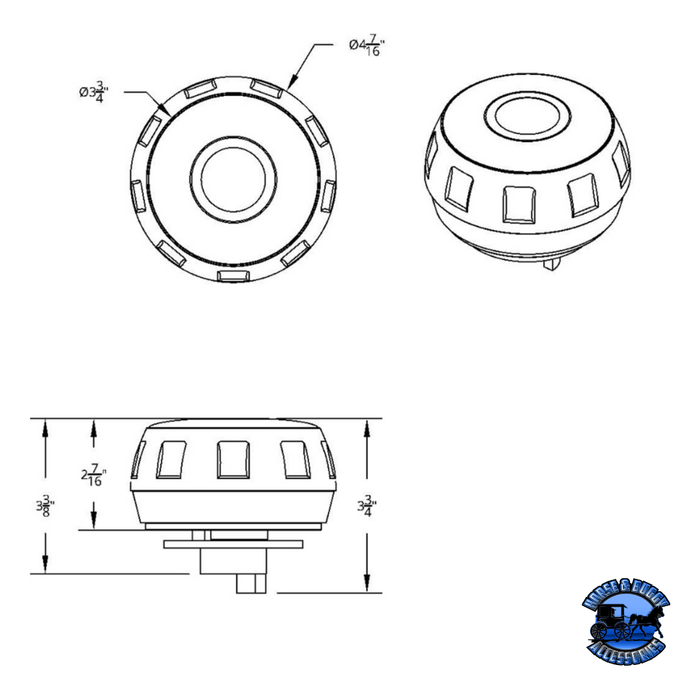Dark Slate Gray Chrome Steering Wheel Hub & Horn Button Kit For Peterbilt (2006+) & Kenworth (2003+) #88259 Steering Wheel Hub