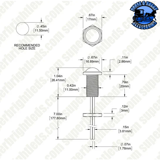 SB-12B-R-S 12 MM RED SILVER LED BOLT BEAM LIGHT