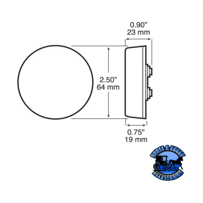 Dark Slate Gray 142A Incandescent Marker/ Clearance, PC-Rated, Round, 2.5″, amber, poly bag