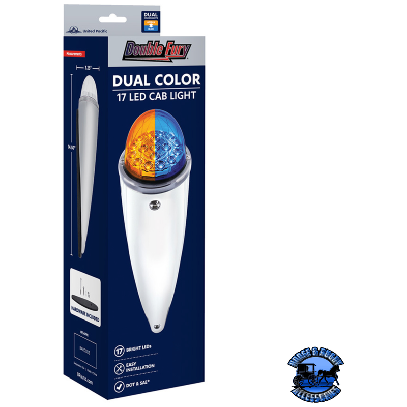 DOUBLE FURY 17 LED DUAL FUNCTION WATERMELON TORPEDO CAB LIGHT (Choose LED Color) CAB LIGHT Amber and Blue,Amber and Green,Amber and Purple Midnight Blue
