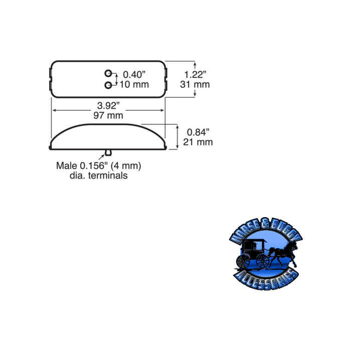 Light Gray 161KA 4″X1.25″ Amber LED Marker/ Clearance, P2, Rectangular, Kit