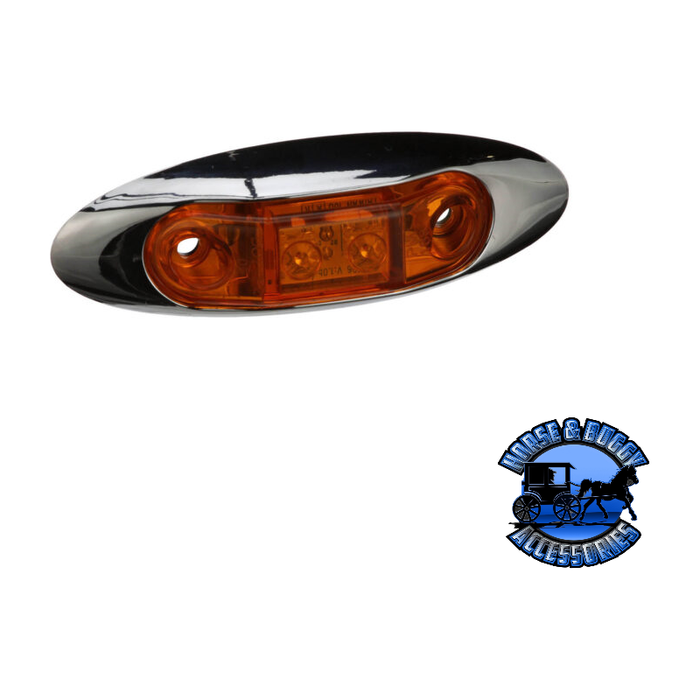 Dark Slate Gray 168XA-MV 3.95″X1.35″ Amber LED Marker/ Clearance, Oblong, w/ Chrome Bezel