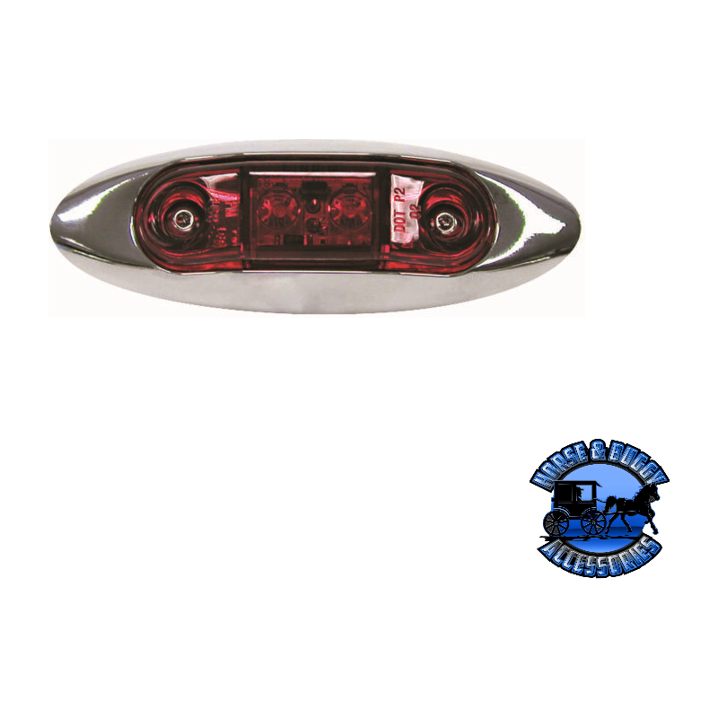 168XR-MV 3.95"x1.35" Red LED Marker/ Clearance, Oblong, w/ Chrome Bezel Dark Slate Gray