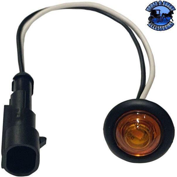 M177A-AMP LED Marker/ Clearance, PC-Rated Round, w/ AMP Connector 0.75”, Amber lighting Light Gray