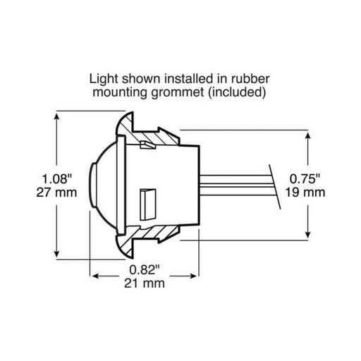 Light Gray M177A-AMP LED Marker/ Clearance, PC-Rated Round, w/ AMP Connector 0.75”, Amber lighting