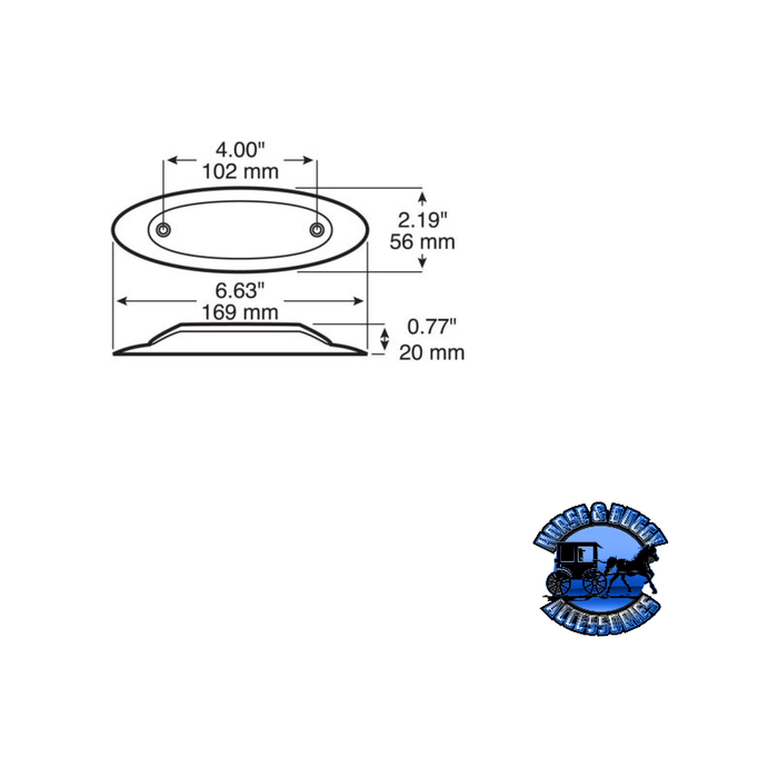 Lavender 178XR-MV 4.75"x1.50" Red LED Marker/ Clearance, Oblong, w/ Chrome Bracket, Multi-volt