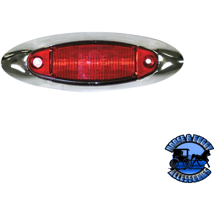 Saddle Brown 178XR-MV 4.75"x1.50" Red LED Marker/ Clearance, Oblong, w/ Chrome Bracket, Multi-volt
