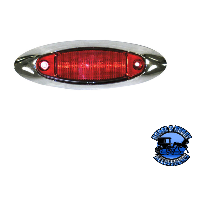 Saddle Brown 178XR-MV 4.75"x1.50" Red LED Marker/ Clearance, Oblong, w/ Chrome Bracket, Multi-volt