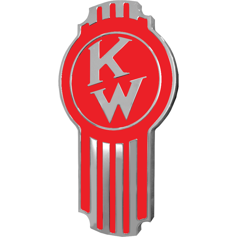 Kenworth Emblem Engraved Old Style Red/Chrome 440 EMBLEM Dark Gray