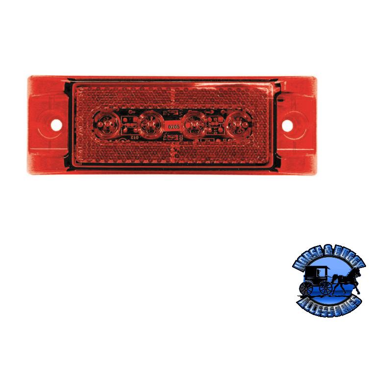 188R 6"x2" Red LED Marker/ Clearance, P2, Rectangular Brown