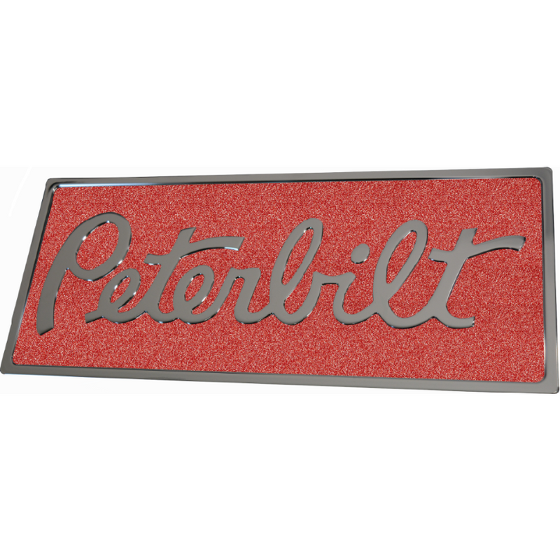 PETERBILT ENGRAVED EMBLEM RECTANGULAR METALLIC RED 481 EMBLEM Sienna