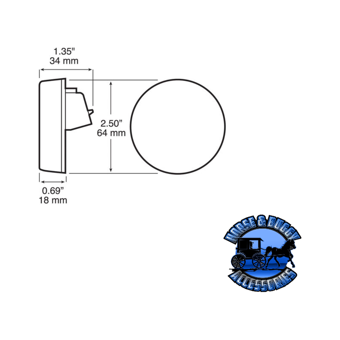 Light Gray 192A 2.5" Amber LED Marker/ Clearance, P2, Round, AMP