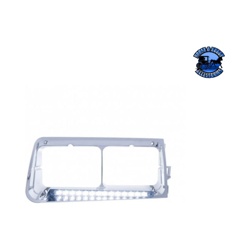 14 LED HEADLIGHT BEZEL WITH COLOR LED FOR 1989-2009 FREIGHTLINER FLD (Choose Color) (Choose Side) LED Headlight Bezel White / Passenger's Side Light Gray