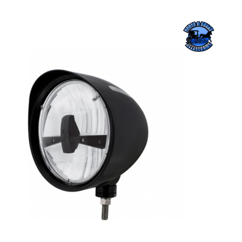 Black "Billet" Style Groove Headlight With Visor 5 LED Bulb - Blackout #32690 HEADLIGHT Dark Slate Gray