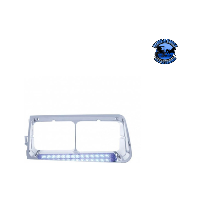 14 LED HEADLIGHT BEZEL WITH COLOR LED FOR 1989-2009 FREIGHTLINER FLD (Choose Color) (Choose Side) LED Headlight Bezel Blue / Driver's Side Light Gray