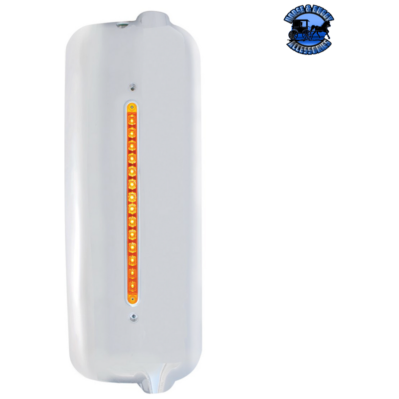 MIRROR COVER WITH 14 LED 12" LIGHT BAR FOR 2005 & OLDER FREIGHTLINER Mirror Cover Amber / Passenger's Side Light Gray