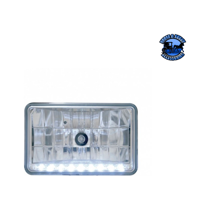ULTRALIT - 4" X 6" CRYSTAL HEADLIGHT WITH 9 LED POSITION LIGHT (Choose Color) (Choose Side) HEADLIGHT White / High Gray