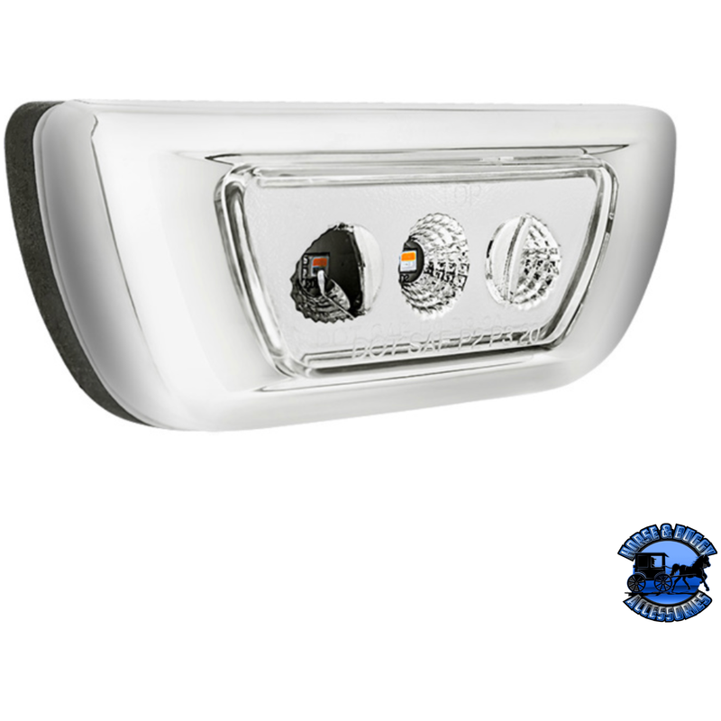 3 LED DOUBLE FURY CAB LIGHT FOR 2013-2021 KENWORTH T680 & 2012-2021 PETERBILT 579 (Choose LED Color) CAB LIGHT Amber and Blue,Amber and Green,Amber and Purple,Amber and Red,Amber and White Light Gray
