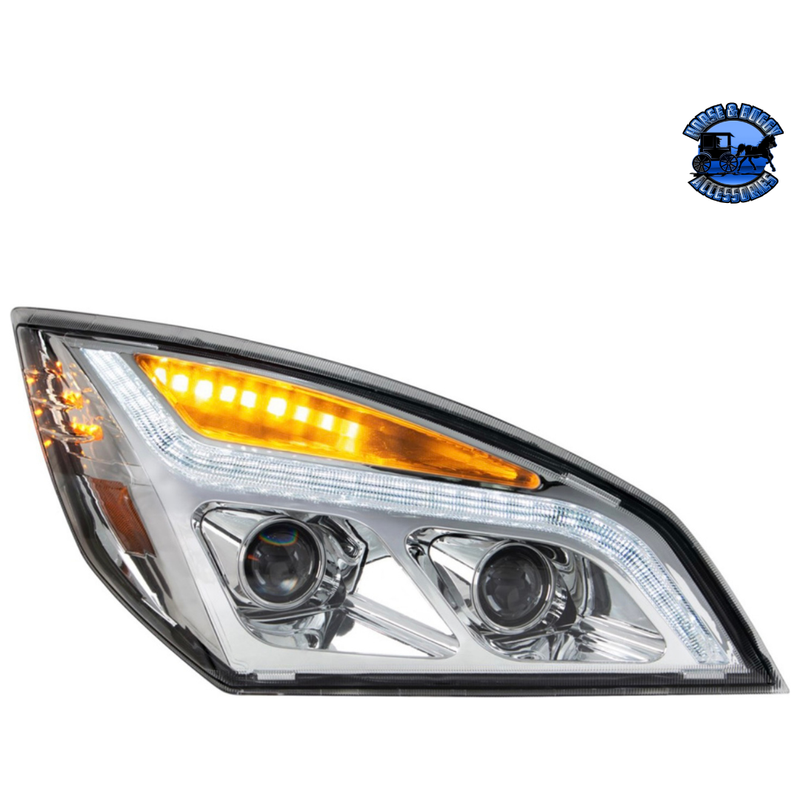 LED PROJECTION HEADLIGHT WITH LED POSITION LIGHT FOR 2018-2024 FREIGHTLINER CASCADIA (Choose Color) (Choose Side) LED Headlight Chrome / Passenger's Side Gray