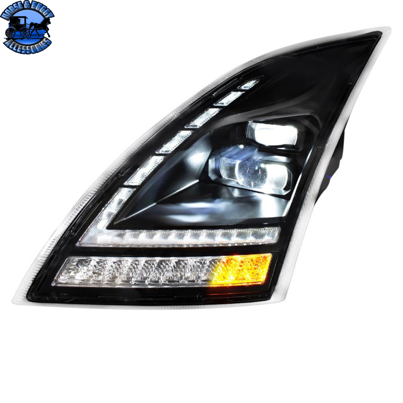 Full LED Headlight With Switchable Sequential Turn Signal. 2018-2024 Volvo VNL (Choose Side)