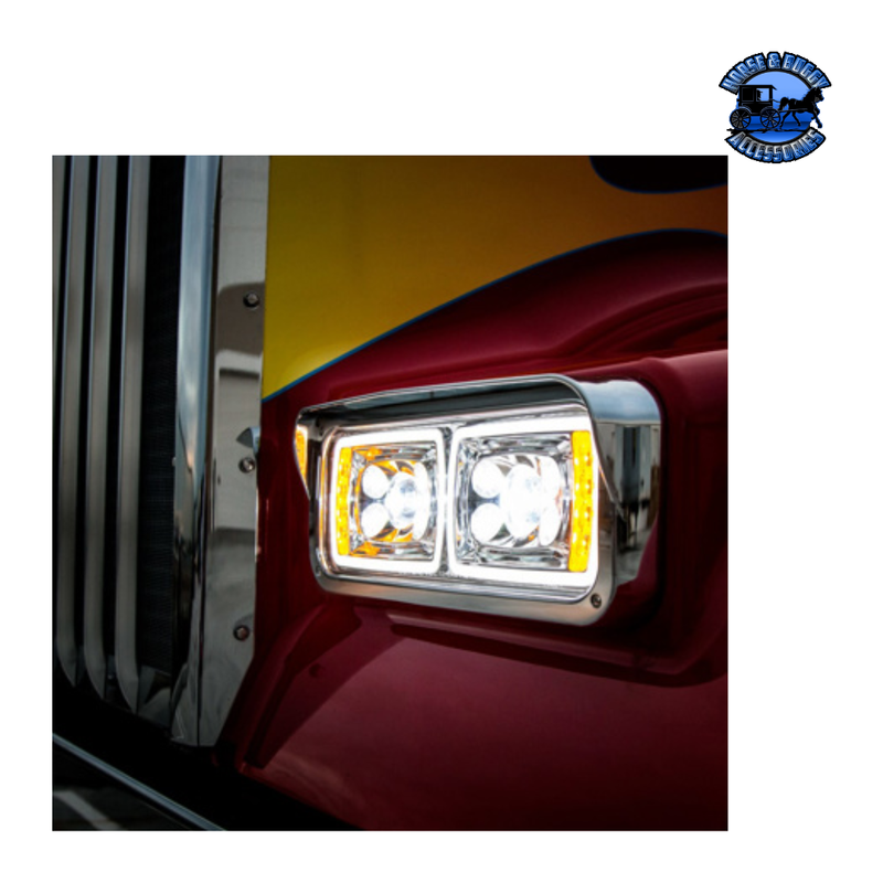 10 HIGH POWER LED PROJECTION HEADLIGHT WITH LED TURN SIGNAL & POSITION LIGHT BAR (Choose Side) (Choose Color) LED Headlight Chrome / Driver's Side,Chrome / Passenger's Side,Black / Driver's Side,Black / Passenger's Side Black