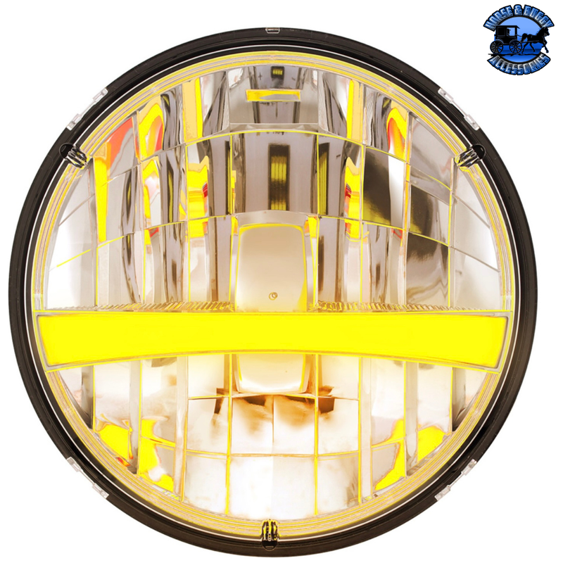 ULTRALIT - High Power LED 7" Headlight With Turn Signal & White Position Light Bar (Choose Color) LED Headlight Amber Tan