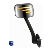 CHROME HOOD MIRROR ASSEMBLY WITH SEQUENTIAL LED TURN SIGNAL FOR 2008-2017 FREIGHTLINER CASCADIA (Choose Side) Mirror Chrome & Black / Passenger's Side Dark Slate Gray